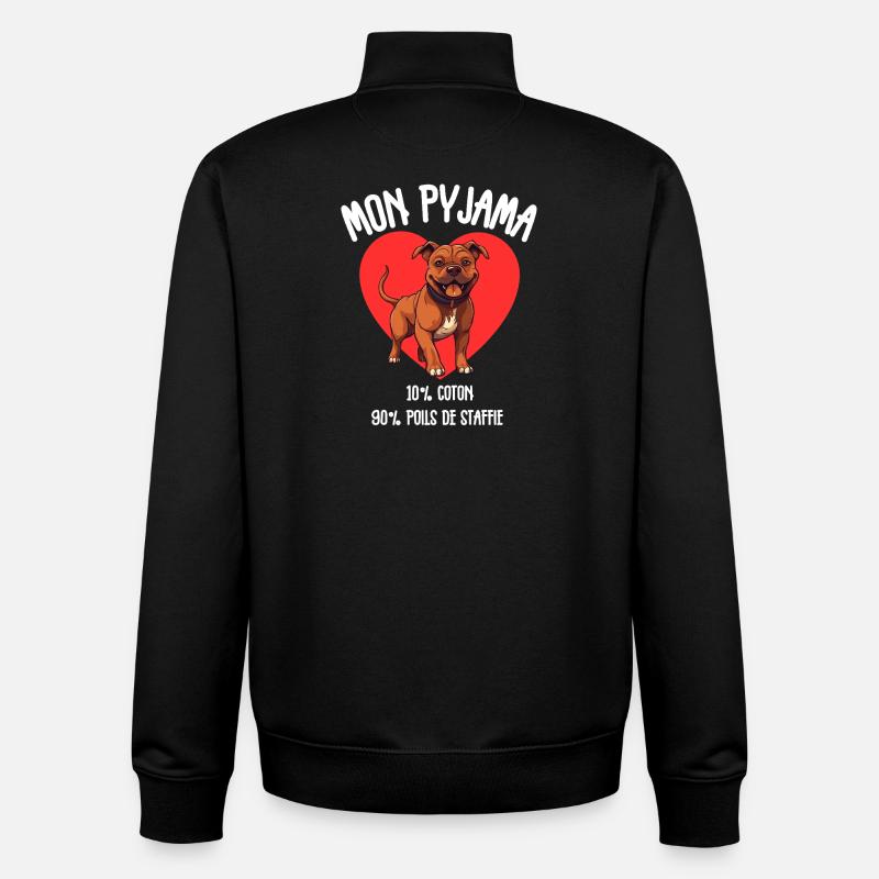 Pyjama Drôle Chien Staff - Sweat zippé unisexe en coton bio Stanley/Stella - noir