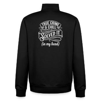 True Crime & Chill – Solved It - Unisex Organic Zip Sweatshirt von Stanley/Stella - Schwarz - Hinten - AI Model Male 185 light (185cm)