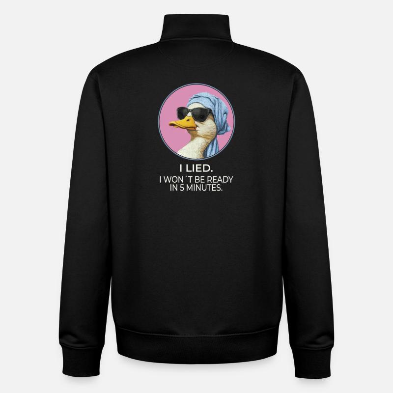 I Lied Duck – Lustiges Statement Design - Unisex Organic Zip Sweatshirt von Stanley/Stella - Schwarz