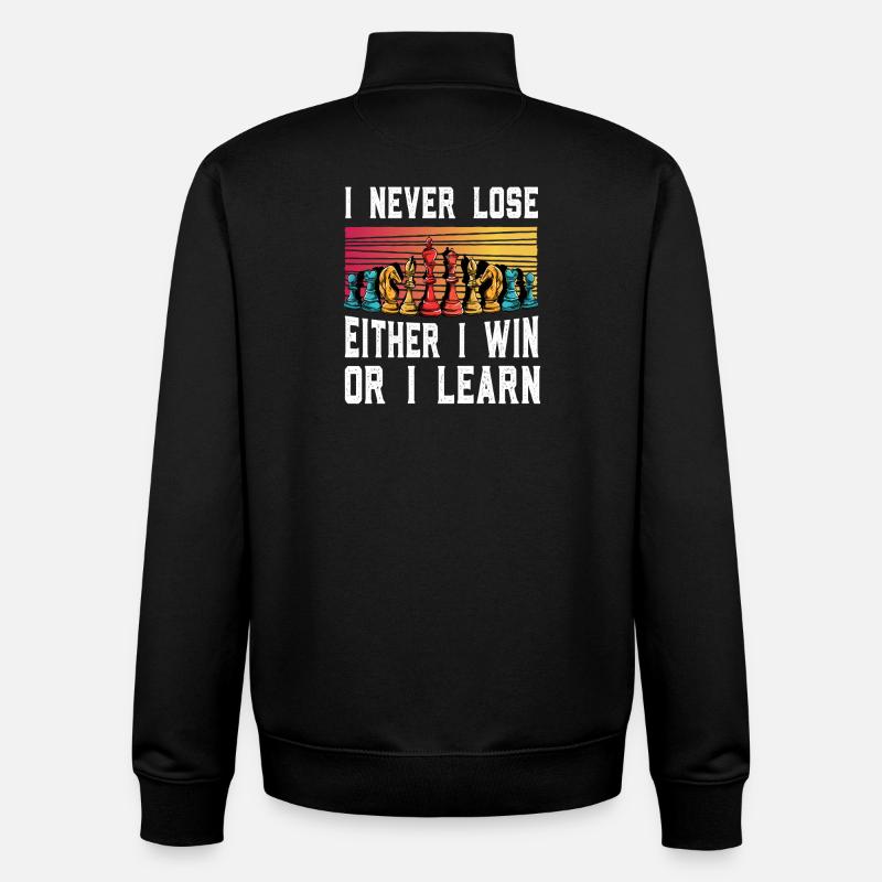 Never Lose – Chess Motivation - Unisex Organic Zip Sweatshirt by Stanley/Stella - black