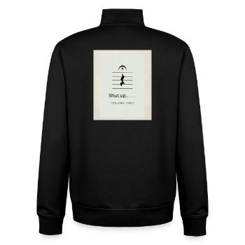 Shut up – Volume Zero Minimal Design - Unisex Organic Zip Sweatshirt von Stanley/Stella - Schwarz - Hinten - AI Model Male 185 light (185cm)