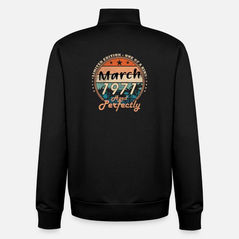 Mars 1971 – Rétro parfaitement maturé - Sweat zippé unisexe en coton bio Stanley/Stella - noir