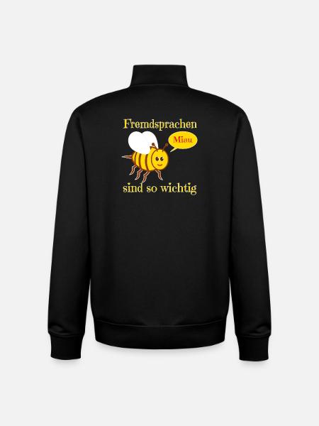 Funny bee in comic style - Unisex Organic Zip Sweatshirt by Stanley/Stella - black