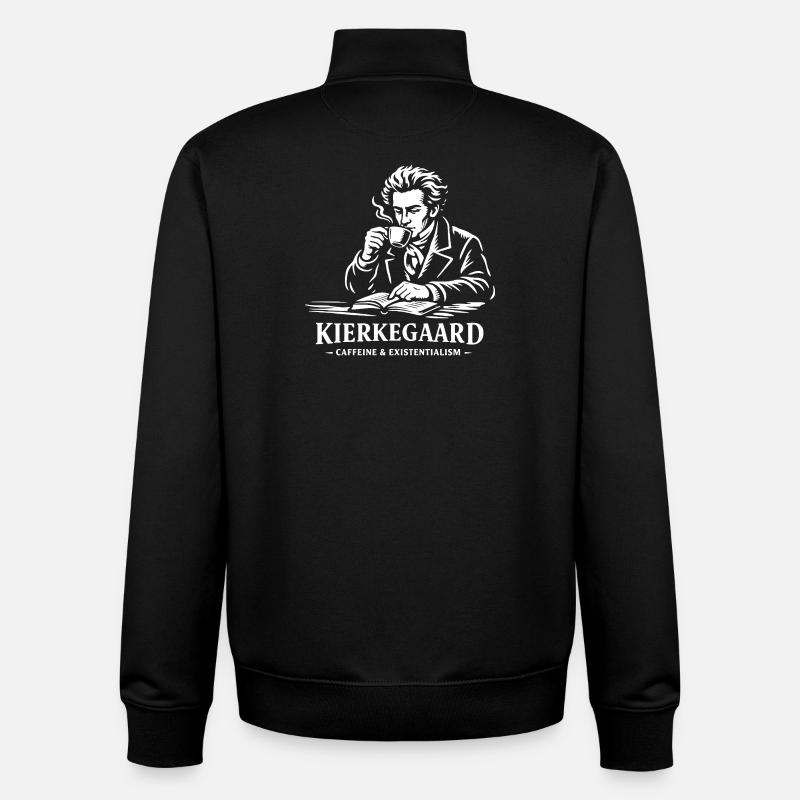 Kierkegaard Coffee Existentialisme - Sweat zippé unisexe en coton bio Stanley/Stella - noir