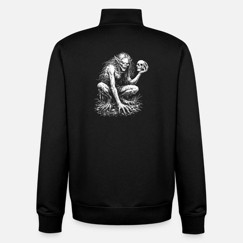 Striga – Slavic Demon | Dark Drawing - Unisex Organic Zip Sweatshirt by Stanley/Stella - black