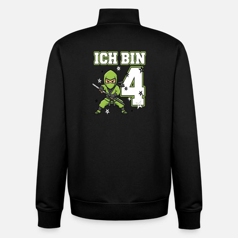 I'm 4 Ninja 4th Birthday Green Karate - Unisex Organic Zip Sweatshirt by Stanley/Stella - black