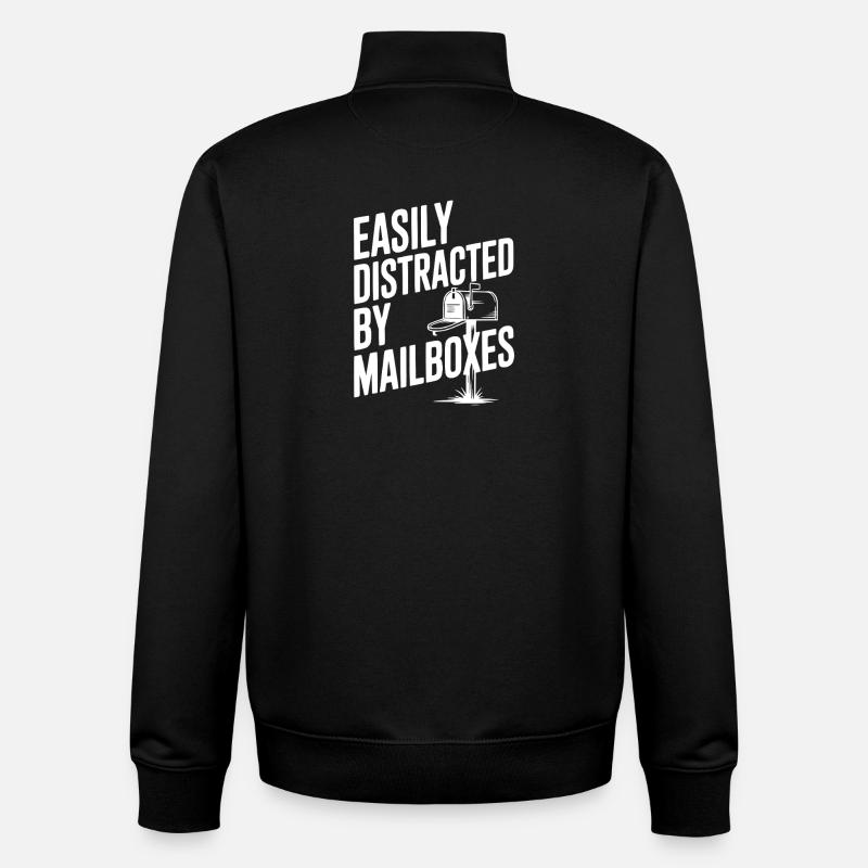 Easily Distracted by Mailboxes - Unisex Organic Zip Sweatshirt by Stanley/Stella - black