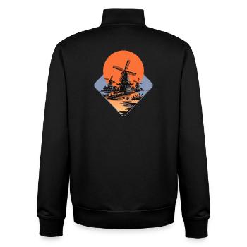 Esquisses exotiques de moulins à vent - Sweat zippé unisexe en coton bio Stanley/Stella - noir - Dos - AI Model Male 185 light (185cm)