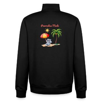 Mode Pawradise – Ambiances de plage de chats d’été - Sweat zippé unisexe en coton bio Stanley/Stella - noir - Dos - AI Model Male 185 light (185cm)