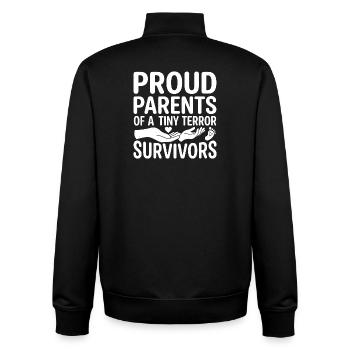 Proud Parents of a Tiny Terror - Unisex Organic Zip Sweatshirt by Stanley/Stella - black - Back - AI Model Male 185 light (185cm)