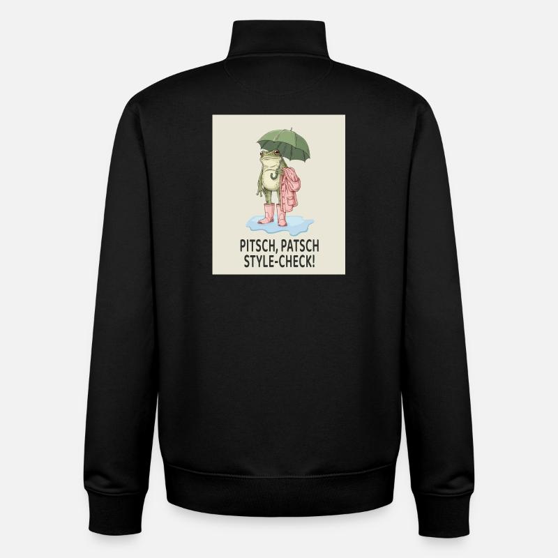 Cool frog in style check - Unisex Organic Zip Sweatshirt by Stanley/Stella - black