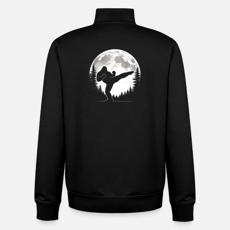 Bigfoot Kickboxing Moon - Sweat zippé unisexe en coton bio Stanley/Stella - noir