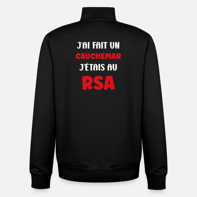 Cauchemar RSA: j'étais au RSA - Sweat zippé unisexe en coton bio Stanley/Stella - noir