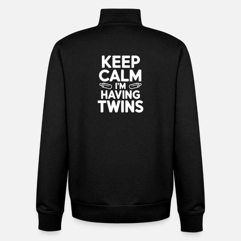 Keep Calm I'm Having Twins - Unisex Organic Zip Sweatshirt by Stanley/Stella - black