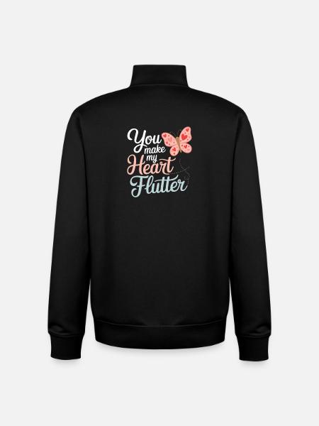 You Make My Heart Flutter Romantic - Unisex Organic Zip Sweatshirt by Stanley/Stella - black