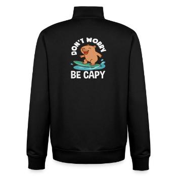 Capybaras Cute Funny Animal - Unisex Organic Zip Sweatshirt by Stanley/Stella - black - Back - AI Model Male 185 light (185cm)