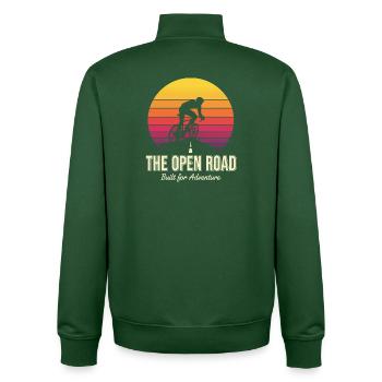 Open Road Adventure Cyclist Print - Unisex Organic Zip Sweatshirt von Stanley/Stella - Flaschengrün - Hinten - AI Model Male 185 dark (185cm)