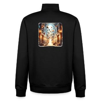 Bibliothekszauber: Fliegende Bücher - Unisex Organic Zip Sweatshirt von Stanley/Stella - Schwarz - Hinten - AI Model Male 185 light (185cm)
