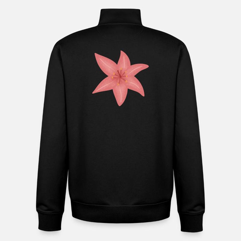 Pink Lily Bloom Illustration - Unisex Organic Zip Sweatshirt von Stanley/Stella - Schwarz