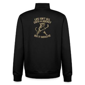Hockey Katze Humor Eishockey Fan Geschenkidee - Unisex Organic Zip Sweatshirt von Stanley/Stella - Schwarz - Hinten - AI Model Male 185 light (185cm)
