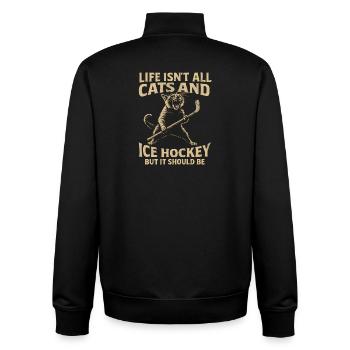 Hockey Katze Humor Eishockey Fan Geschenkidee - Unisex Organic Zip Sweatshirt von Stanley/Stella - Schwarz - Hinten - AI Model Male 185 light (185cm)