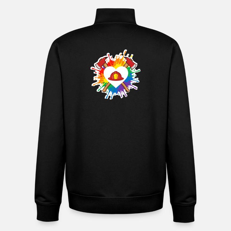 Feuerwehr Pride Herz Helm Regenbogen Axt - Unisex Organic Zip Sweatshirt von Stanley/Stella - Schwarz