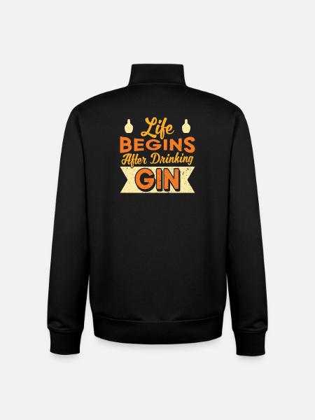 Life Begins After Drinking Gin Design - Unisex Organic Zip Sweatshirt by Stanley/Stella - black