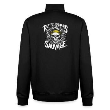 Restez Sauvage Toujours Skull - Unisex Organic Zip Sweatshirt by Stanley/Stella - black - Back - AI Model Male 185 light (185cm)