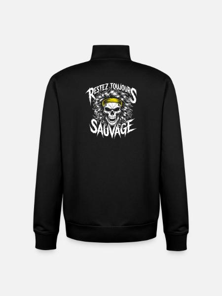 Restez Sauvage Toujours Skull - Unisex Organic Zip Sweatshirt by Stanley/Stella - black