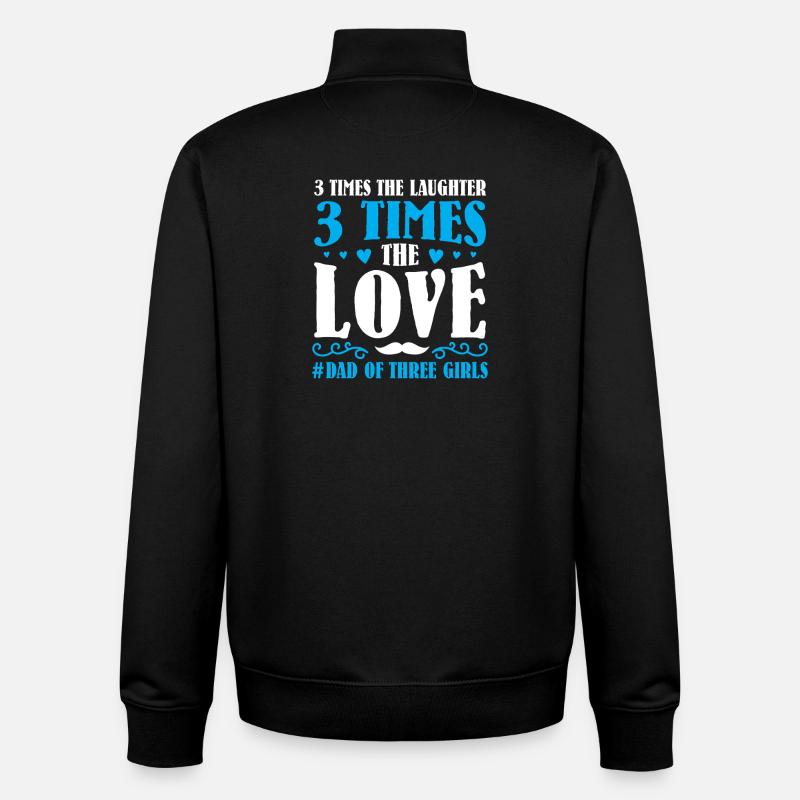 Papa Vater von drei Mädchen Töchtern - Unisex Organic Zip Sweatshirt von Stanley/Stella - Schwarz