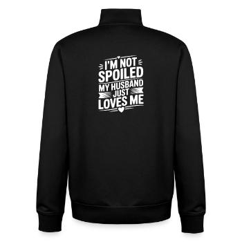 Je ne suis pas gâtée, mon mari m’aime juste - Sweat zippé unisexe en coton bio Stanley/Stella - noir - Dos - AI Model Male 185 light (185cm)