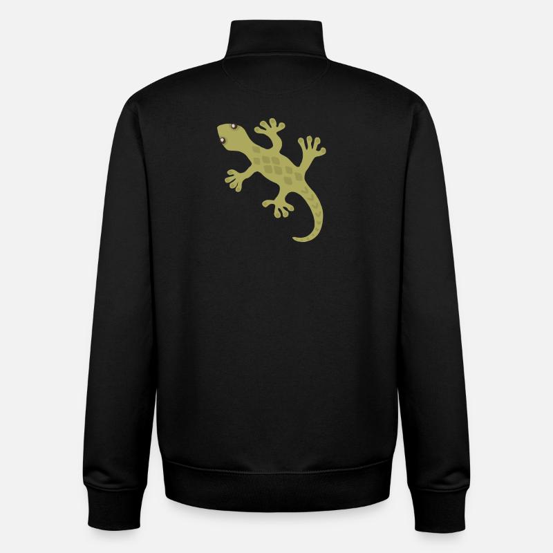 Lime Gecko Silhouette Pattern - Unisex Organic Zip Sweatshirt by Stanley/Stella - black