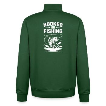 Accroché à la pêche - Pêcheur Spruch - Sweat zippé unisexe en coton bio Stanley/Stella - vert bouteille - Dos - AI Model Male 185 dark (185cm)
