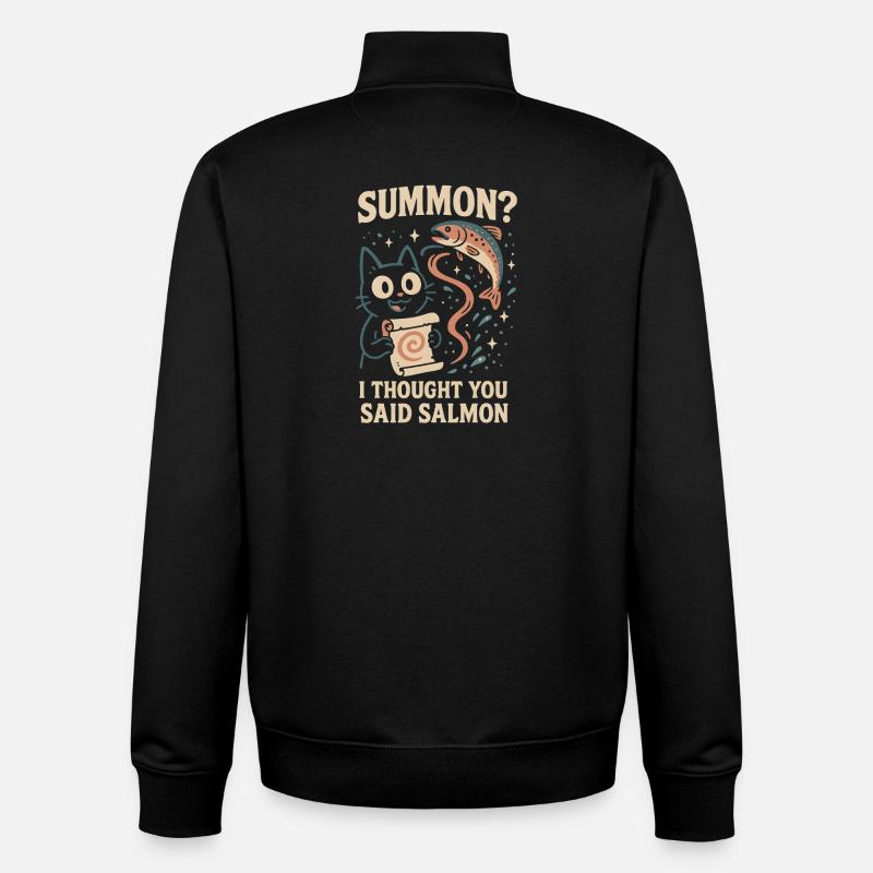 Invoquer du saumon ? | Chat Flippant Mignon - Sweat zippé unisexe en coton bio Stanley/Stella - noir