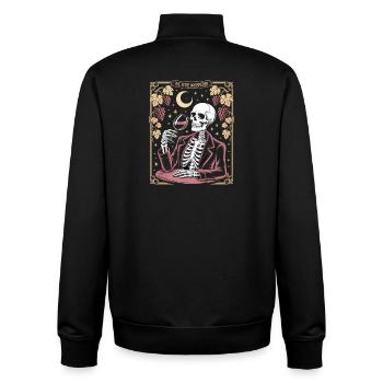 Le Chuchoteur de Vin, Squelette Vin, Raisins de Lune - Sweat zippé unisexe en coton bio Stanley/Stella - noir - Dos - AI Model Male 185 light (185cm)