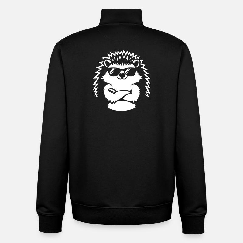 Hérisson cool avec des lunettes de soleil - Sweat zippé unisexe en coton bio Stanley/Stella - noir
