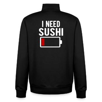 J’ai besoin d’une décharge de batterie spirituelle pour sushi - Sweat zippé unisexe en coton bio Stanley/Stella - noir - Dos - AI Model Male 185 light (185cm)