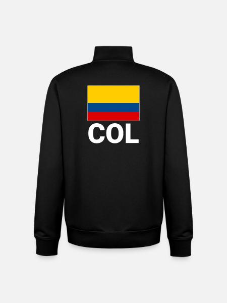 Colombia flag with abbreviation COL - Unisex Organic Zip Sweatshirt by Stanley/Stella - black