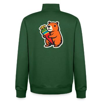 Capybara School Enrollment - Unisex Organic Zip Sweatshirt by Stanley/Stella - bottle green - Back - AI Model Male 185 dark (185cm)