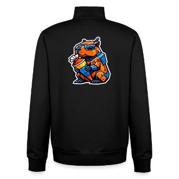 Capybara 1. Schultag | Einschulung Kinder - Unisex Organic Zip Sweatshirt von Stanley/Stella - Schwarz - Hinten - AI Model Male 185 light (185cm)