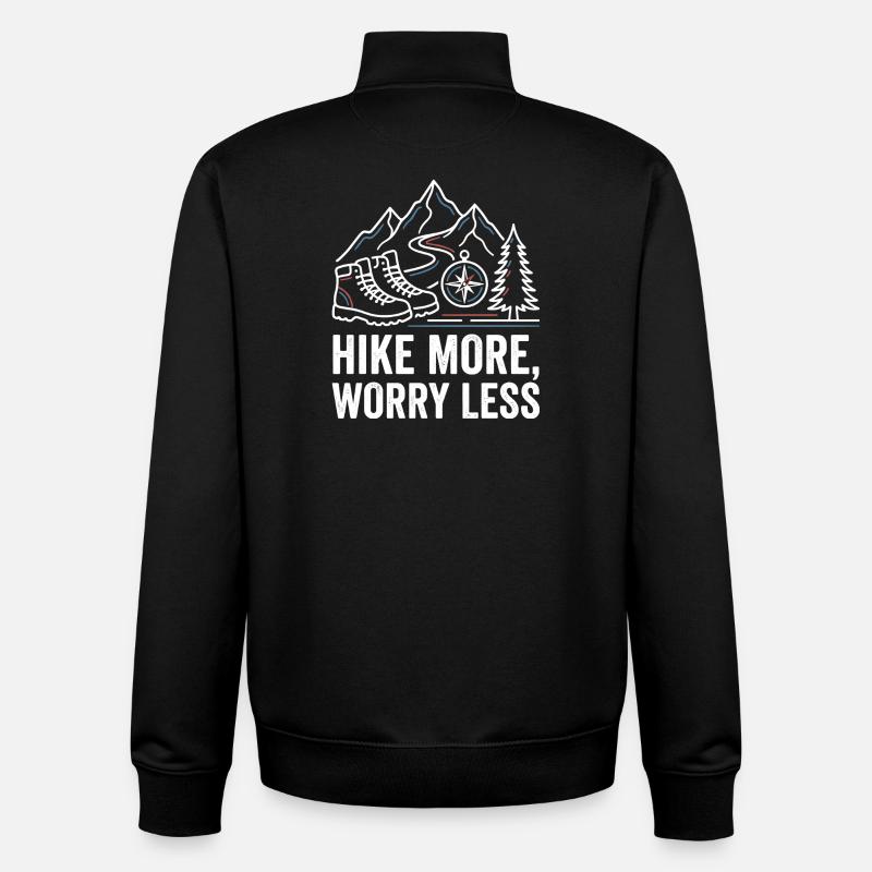 Hike More Worry Less - Unisex Organic Zip Sweatshirt von Stanley/Stella - Schwarz