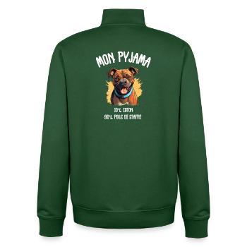 Lustige Hundestaff-Schlafanzüge - Unisex Organic Zip Sweatshirt von Stanley/Stella - Flaschengrün - Hinten - AI Model Male 185 dark (185cm)