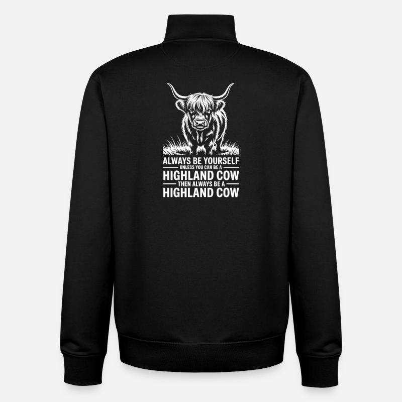 Scottish Highland Cattle Sayings Cattle Gift - Unisex Organic Zip Sweatshirt by Stanley/Stella - black