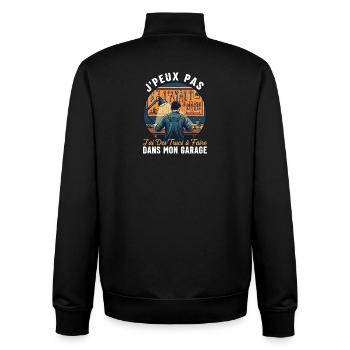 Papa Bricoleur Humour J'peux Pas Cadeau Garage - Sweat zippé unisexe en coton bio Stanley/Stella - noir - Dos - AI Model Male 185 light (185cm)
