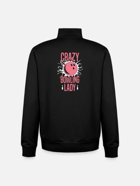 Galen bowlingdam Rosa Sportälskare-design - Unisex sweatshirt med dragkedja i ekologisk bomull Stanley/Stella - svart
