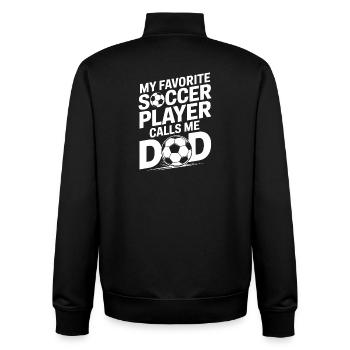 Mein Lieblingsfußballer nennt mich Papa - Unisex Organic Zip Sweatshirt von Stanley/Stella - Schwarz - Hinten - AI Model Male 185 light (185cm)