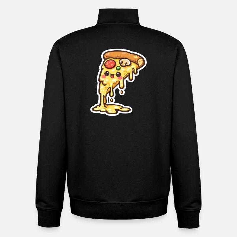 Pizza au fromage kawaï - Sweat zippé unisexe en coton bio Stanley/Stella - noir