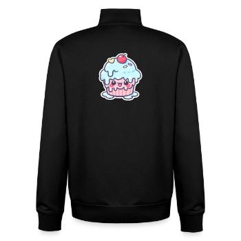 Kawaii Cupcake with Blue Frosting - Unisex Organic Zip Sweatshirt by Stanley/Stella - black - Back - AI Model Male 185 light (185cm)