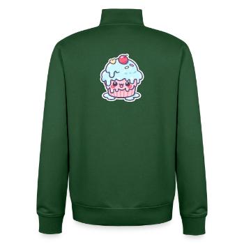 Cupcake Kawaii avec glaçage bleu - Sweat zippé unisexe en coton bio Stanley/Stella - vert bouteille - Dos - AI Model Male 185 dark (185cm)