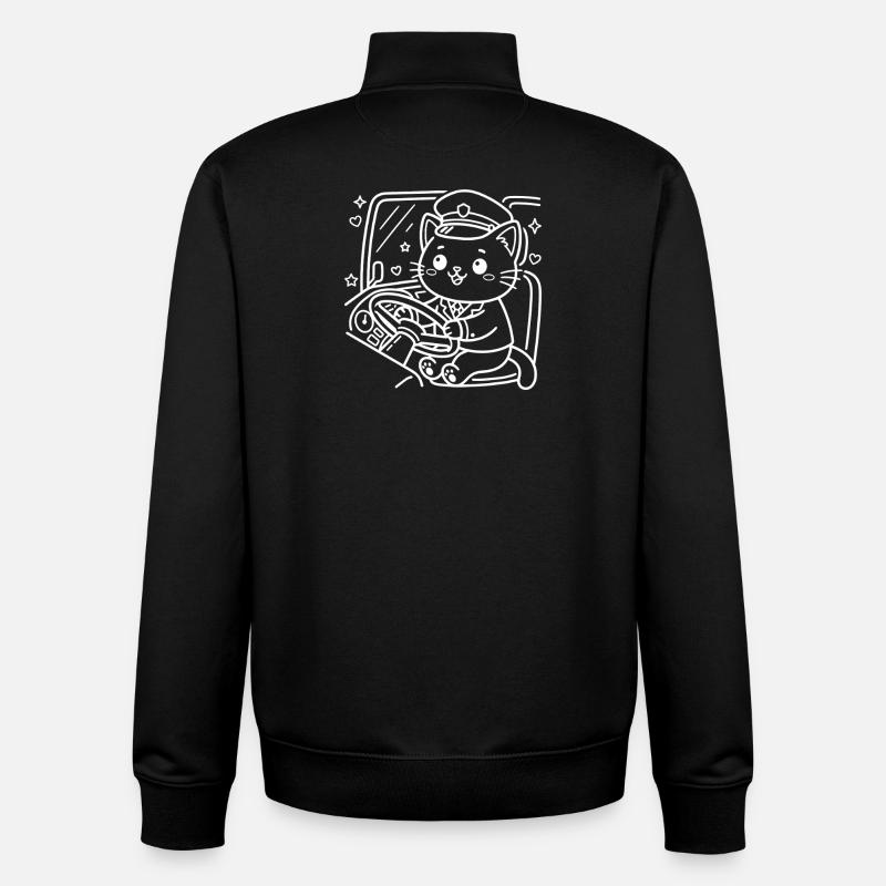Kawaii Cat Bus Driver - Unisex Organic Zip Sweatshirt by Stanley/Stella - black